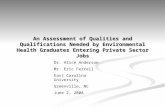 An Assessment of Qualities and Qualifications Needed by Environmental Health Graduates Entering Private Sector Jobs Dr. Alice Anderson Mr. Eric Ferrell.