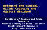 1 Bridging the digital divide Creating the digital dividend Institute of Finance and Trade Economics Chinese Academy of Social Sciences Email:jinglinbo@sina.com.