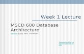 Week 1 Lecture MSCD 600 Database Architecture Samuel ConnSamuel Conn, Asst. Professor Suggestions for using the Lecture Slides.