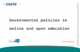 Governmental policies in online and open education Darco Jansen SEQUENT Consultation Session, Slovenia, 9 March 2015.