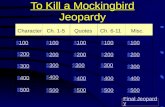 To Kill a Mockingbird Jeopardy Character s Ch. 1-5QuotesCh. 6-11Misc. $100100 $200200 $300300 $400400 $500500 $100100$100100$100100$100100 $200200$200200$200200$200200.