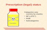11 Prescription (legal) status Categories vary country by country NP („OTC”) POM Subcategories Prescription.