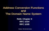 Netprog: DNS and name lookups1 Address Conversion Functions and The Domain Name System Refs: Chapter 9 RFC 1034 RFC 1035.