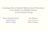 Learning About Student Mathematical Discourse: Case Study of a Middle-School Lesson Study Group Betsy Elizabeth King eking@mills.edu Mills College Aki.