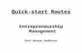 Quick-start Routes Entrepreneurship Management Prof Bharat Nadkarni.
