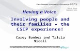 Having a Voice Involving people and their families – the CSIP experience! Carey Bamber and Tricia Nicoll.