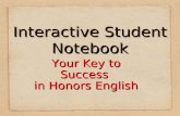 Interactive Student Notebook Your Key to Success in Honors English.