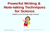 Powerful Writing & Note-taking Techniques for Science Middle Level through High School Strategic Science Teaching © 2012Used with Permission from the Los.