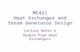 ME421 Heat Exchanger and Steam Generator Design Lecture Notes 6 Double-Pipe Heat Exchangers.