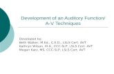 Development of an Auditory Function/ A-V Techniques Developed by: Beth Walker, M.Ed., C.E.D., LSLS Cert. AVT Kathryn Wilson, M.A., CCC-SLP, LSLS Cert.