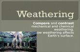 Compare and contrast mechanical and chemical weathering. Explain how weathering affects Earth’s surface.
