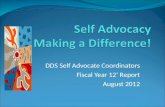 DDS Self Advocate Coordinators Fiscal Year 12’ Report August 2012.