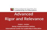 Advanced Rigor and Relevance Linda L. Jordan Senior Implementation Advisor International Center for Leadership in Education.