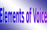 Elements of Voice Writing with a clear voice doesn’t just happen; it requires conscious choices You must practice the basic elements of voice.