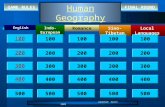 Updated: April 2009 Human Geography English Local LanguagesRomanceSino-Tibetan Indo- European 100 200 300 400 500 100 200 300 400 500 GAME RULESFINAL ROUND.