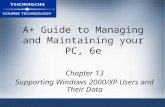 A+ Guide to Managing and Maintaining your PC, 6e Chapter 13 Supporting Windows 2000/XP Users and Their Data.