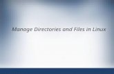 Manage Directories and Files in Linux. 2 Objectives Understand the Filesystem Hierarchy Standard (FHS) Identify File Types in the Linux System Change.
