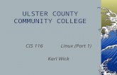 ULSTER COUNTY COMMUNITY COLLEGE CIS 116Linux (Part 1) Karl Wick.