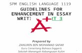 SPM ENGLISH LANGUAGE 1119 GUIDELINES FOR ENHANCEMENT IN ESSAY WRITING: PART 3 Prepared by ZANURIN BIN MOHAMAD SAFAR Guru Cemerlang Bahasa Inggeris Sekolah.