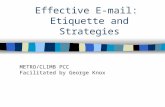 Effective E-mail: Etiquette and Strategies METRO/CLIMB PCC Facilitated by George Knox.