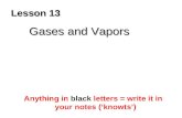 Lesson 13 Gases and Vapors Anything in black letters = write it in your notes (‘knowts’)