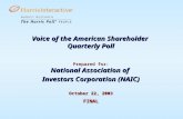 Voice of the American Shareholder Quarterly Poll Prepared for: National Association of Investors Corporation (NAIC) October 22, 2003 FINAL.