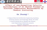Effect of non-Maxwellian Velocity Distributions of EC Heated Plasmas on Electron Temperature Measurements by Thomson Scattering Ge Zhuang 1,2 1. College.