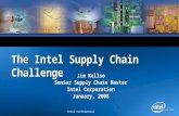 Intel Confidential Jim Kellso Senior Supply Chain Master Intel Corporation January, 2008 The Intel Supply Chain Challenge.