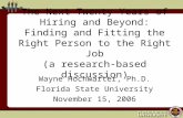 The Next Twenty Years of Hiring and Beyond: Finding and Fitting the Right Person to the Right Job (a research-based discussion) Wayne Hochwarter, Ph.D.