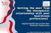 Getting the most from the therapeutic relationship with your healthcare professional Angelina Namiba and Lorraine Sherr Women for Positive Action Women.