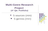 Multi-Genre Research Project (4 th Qtr. Portfolio) 5 sources (min) 5 genres (min)