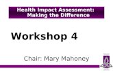 Workshop 4 Chair: Mary Mahoney Health Impact Assessment: Making the Difference.
