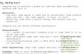 November 2011CSC7302: Testing & MetricsRefactoring.1 Why Refactor? Imagine you’ve written a piece of code but then accidentally deleted and lost it. Questions: