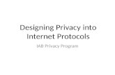 Designing Privacy into Internet Protocols IAB Privacy Program.