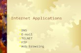 Internet Applications  DNS  E-mail  TELNET  FTP  Web browsing.