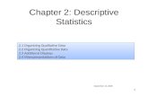 1 Chapter 2: Descriptive Statistics 2.1 Organizing Qualitative Data 2.2 Organizing Quantitative Data 2.3 Additional Displays 2.4 Misrepresentations of.
