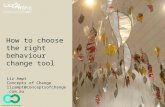 How to choose the right behaviour change tool Liz Ampt Concepts of Change lizampt@