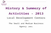 History & Summery of Activities - 2013 Local Development Centers (LDC) The Small and Medium Business Agency (SMBA)