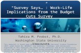 “Survey Says…”: Work-Life Implications from the Budget Cuts Survey Tahira M. Probst, Ph.D. Washington State University Vancouver This material is based.