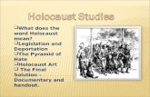 What does the word Holocaust mean?  Legislation and Deportation  The Pyramid of Hate  Holocaust Art  The Final Solution – Documentary and handout.