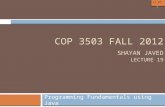 1/ 47 COP 3503 FALL 2012 SHAYAN JAVED LECTURE 19 Programming Fundamentals using Java 1.