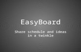 EasyBoard Share schedule and ideas in a twinkle. EasyBoard Goals Application features Technologies used Schedule Problems that we can meet Questions?