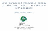 Chris Greacen Chiang Mai, Thailand 24 January 2013 Grid-connected renewable energy in Thailand under the VSPP and SPP programs MEENet workshop, session.