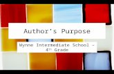 Author’s Purpose Wynne Intermediate School – 4 th Grade.