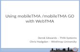 Using mobileTMA /mobileTMA GO with WebTMA Derek Edwards – TMA Systems Chris Hodgdon – Winthrop University.