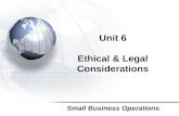 Unit 6 Ethical & Legal Considerations Small Business Operations.