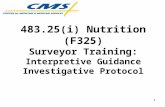 111 483.25(i) Nutrition (F325) Surveyor Training: Interpretive Guidance Investigative Protocol.