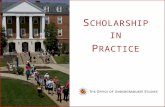 S CHOLARSHIP IN P RACTICE. Scholarship in Practice: What Is It? Courses in this area teach students how to assess and apply a body of knowledge to a creative,