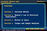 Circular Motion and GravitationSection 1 Preview Section 1 Circular MotionCircular Motion Section 2 Newton’s Law of Universal GravitationNewton’s Law of.