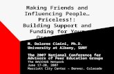 Making Friends and Influencing People…Priceless!: Building Support and Funding for Your Organization M. Dolores Cimini, Ph.D. University at Albany, SUNY.